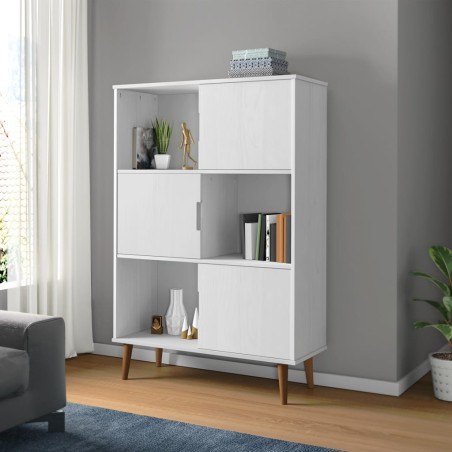 vidaXL Bücherregal MOLDE Weiß 90x35x133,5 cm Massivholz Kiefer