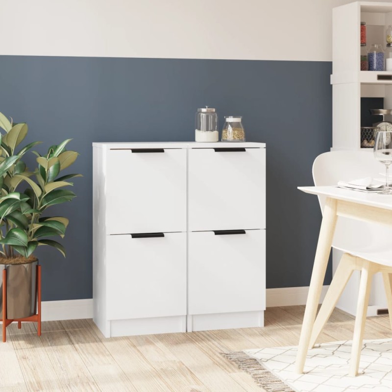 vidaXL Sideboards 2 Stk. Weiß 30x30x70 cm Holzwerkstoff vidaXL Sideboards 2 Stk. Weiß 30x30x70 cm Holzwerkstoff