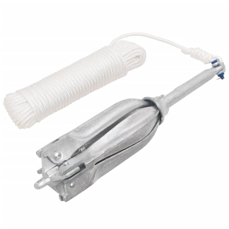 vidaXL Klappanker mit Seil Silbern 10 kg Temperguss