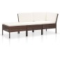 3-tlg. Garten-Lounge-Set mit Auflagen Poly Rattan Braun 3-tlg. Garten-Lounge-Set mit Auflagen Poly Rattan Braun