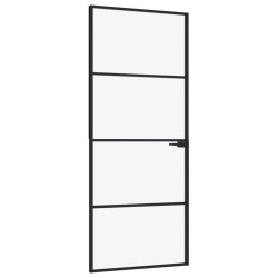 vidaXL Innentür Schwarz 83x201,5 cm Hartglas & Aluminium Schlank