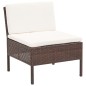3-tlg. Garten-Lounge-Set mit Auflagen Poly Rattan Braun 3-tlg. Garten-Lounge-Set mit Auflagen Poly Rattan Braun