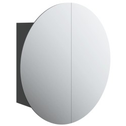 vidaXL Badezimmerschrank mit Rundem Spiegel & LED Schwarz 40x40x17,5cm