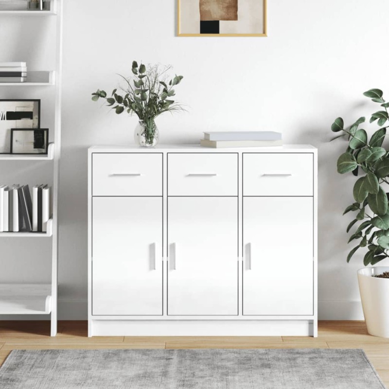 vidaXL Sideboard Hochglanz-Weiß 91x28x75 cm Holzwerkstoff vidaXL Sideboard Hochglanz-Weiß 91x28x75 cm Holzwerkstoff