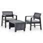 vidaXL 3-tlg. Garten-Lounge-Set Kunststoff Anthrazit vidaXL 3-tlg. Garten-Lounge-Set Kunststoff Anthrazit