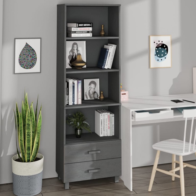 vidaXL Highboard HAMAR Dunkelgrau 60x35x180 cm Massivholz Kiefer vidaXL Highboard HAMAR Dunkelgrau 60x35x180 cm Massivholz Kiefer