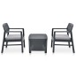 vidaXL 3-tlg. Garten-Lounge-Set Kunststoff Anthrazit vidaXL 3-tlg. Garten-Lounge-Set Kunststoff Anthrazit