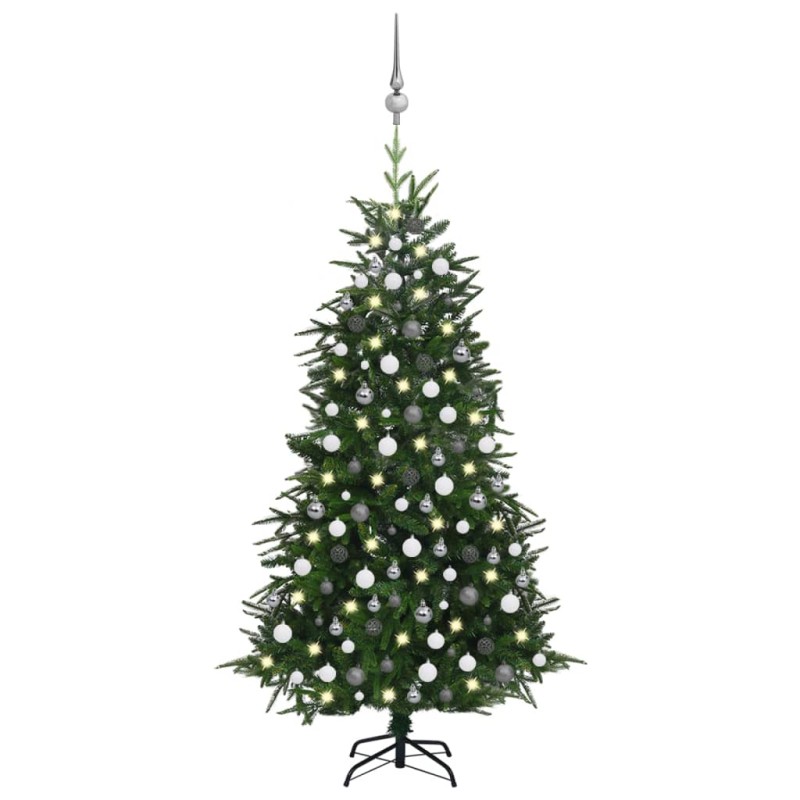 vidaXL Künstlicher Weihnachtsbaum LEDs & Kugeln Grün 210 cm PVC & PE vidaXL Künstlicher Weihnachtsbaum LEDs & Kugeln Grün 210 cm PVC & PE