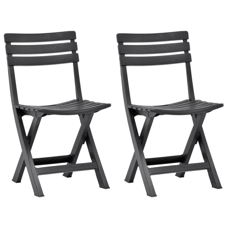 vidaXL Klappbare Gartenstühle 2 Stk. Kunststoff Anthrazit vidaXL Klappbare Gartenstühle 2 Stk. Kunststoff Anthrazit