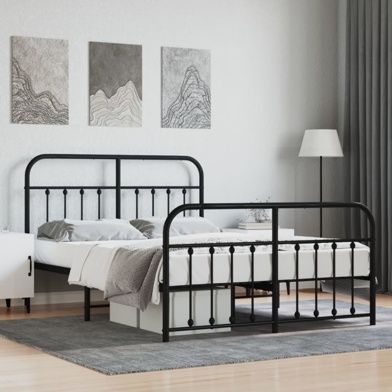 vidaXL Bettgestell mit Kopf- und Fußteil Metall Schwarz 140x200 cm vidaXL Bettgestell mit Kopf- und Fußteil Metall Schwarz 140x200 cm