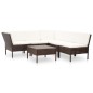 6-tlg. Garten-Lounge-Set mit Auflagen Poly Rattan Braun 6-tlg. Garten-Lounge-Set mit Auflagen Poly Rattan Braun