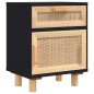 vidaXL Nachttische 2 Stk. Schwarz Massivholz Kiefer und Natur-Rattan vidaXL Nachttische 2 Stk. Schwarz Massivholz Kiefer und Natur-Rattan