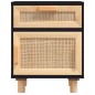 vidaXL Nachttische 2 Stk. Schwarz Massivholz Kiefer und Natur-Rattan vidaXL Nachttische 2 Stk. Schwarz Massivholz Kiefer und Natur-Rattan