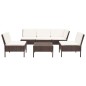 vidaXL 6-tlg. Garten-Lounge-Set mit Auflagen Poly Rattan Braun vidaXL 6-tlg. Garten-Lounge-Set mit Auflagen Poly Rattan Braun