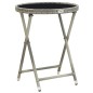 vidaXL Beistelltisch Grau 60 cm Poly Rattan und Hartglas vidaXL Beistelltisch Grau 60 cm Poly Rattan und Hartglas