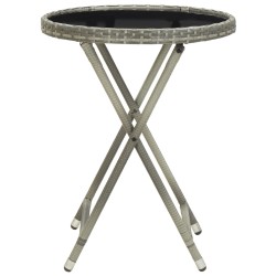 vidaXL Beistelltisch Grau 60 cm Poly Rattan und Hartglas