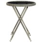 vidaXL Beistelltisch Grau 60 cm Poly Rattan und Hartglas vidaXL Beistelltisch Grau 60 cm Poly Rattan und Hartglas