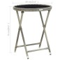 vidaXL Beistelltisch Grau 60 cm Poly Rattan und Hartglas vidaXL Beistelltisch Grau 60 cm Poly Rattan und Hartglas