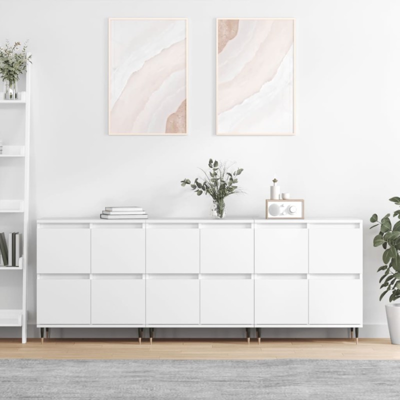 Sideboards 3 Stk. Weiß Holzwerkstoff Sideboards 3 Stk. Weiß Holzwerkstoff