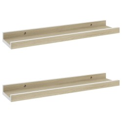 vidaXL Wandregale 2 Stk. Weiß und Sonoma-Eiche 40x9x3 cm