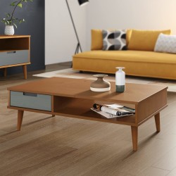 vidaXL Couchtisch MOLDE Braun 100x55x31 cm Massivholz Kiefer