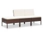 3-tlg. Garten-Lounge-Set mit Auflagen Poly Rattan Braun 3-tlg. Garten-Lounge-Set mit Auflagen Poly Rattan Braun