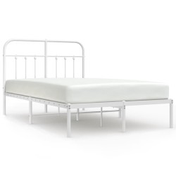 vidaXL Bettgestell mit Kopfteil Metall Weiß 120x190 cm