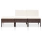 3-tlg. Garten-Lounge-Set mit Auflagen Poly Rattan Braun 3-tlg. Garten-Lounge-Set mit Auflagen Poly Rattan Braun