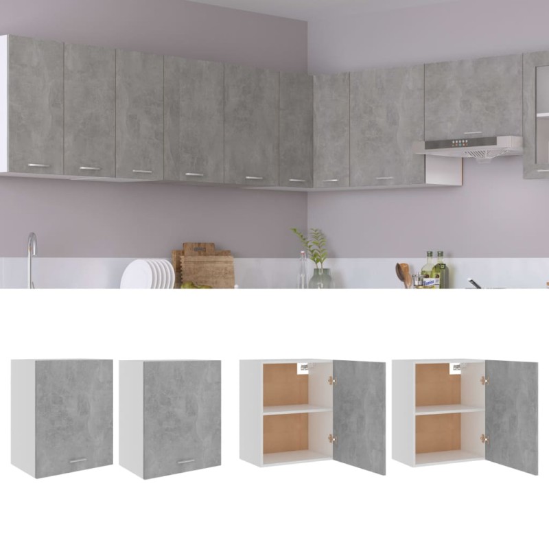 vidaXL Hängeschränke 2 Stk. Betongrau 50x31x60 cm Holzwerkstoff vidaXL Hängeschränke 2 Stk. Betongrau 50x31x60 cm Holzwerkstoff