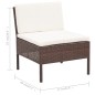 3-tlg. Garten-Lounge-Set mit Auflagen Poly Rattan Braun 3-tlg. Garten-Lounge-Set mit Auflagen Poly Rattan Braun