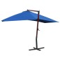 vidaXL Ampelschirm mit Holzmast 400×300 cm Blau