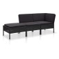 vidaXL 3-tlg. Garten-Lounge-Set mit Auflagen Poly Rattan Schwarz vidaXL 3-tlg. Garten-Lounge-Set mit Auflagen Poly Rattan Schwarz