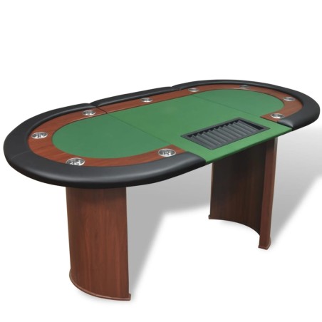vidaXL Pokertisch für 10 Spieler mit Dealerbereich und Chipablage Grün 
