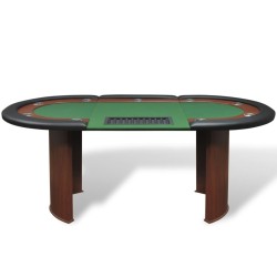 vidaXL Pokertisch für 10 Spieler mit Dealerbereich und Chipablage Grün 