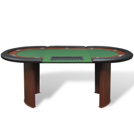 vidaXL Pokertisch für 10 Spieler mit Dealerbereich und Chipablage Grün 