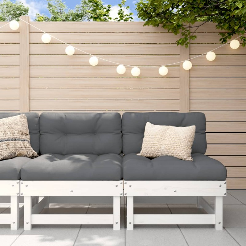 vidaXL Mittelsofas mit Kissen 2 Stk. Weiß Massivholz Kiefer vidaXL Mittelsofas mit Kissen 2 Stk. Weiß Massivholz Kiefer