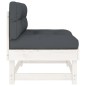 vidaXL Mittelsofas mit Kissen 2 Stk. Weiß Massivholz Kiefer vidaXL Mittelsofas mit Kissen 2 Stk. Weiß Massivholz Kiefer