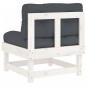 vidaXL Mittelsofas mit Kissen 2 Stk. Weiß Massivholz Kiefer vidaXL Mittelsofas mit Kissen 2 Stk. Weiß Massivholz Kiefer