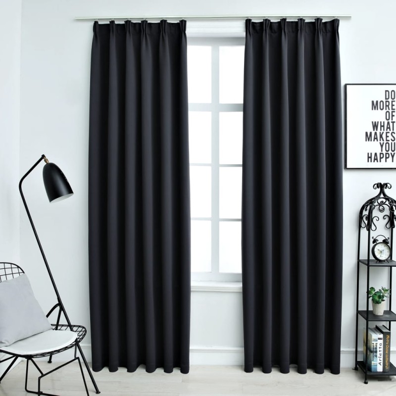 vidaXL Verdunkelungsvorhänge mit Haken 2 Stk. Schwarz 140x225cm vidaXL Verdunkelungsvorhänge mit Haken 2 Stk. Schwarz 140x225cm