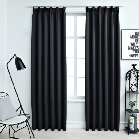 vidaXL Verdunkelungsvorhänge mit Haken 2 Stk. Schwarz 140x225cm