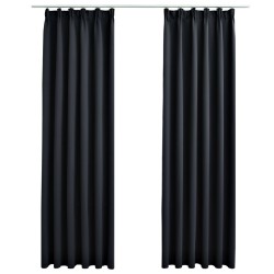 vidaXL Verdunkelungsvorhänge mit Haken 2 Stk. Schwarz 140x225cm