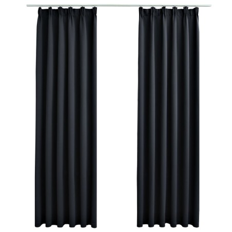 vidaXL Verdunkelungsvorhänge mit Haken 2 Stk. Schwarz 140x225cm