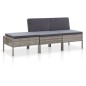 3-tlg. Garten-Lounge-Set mit Auflagen Poly Rattan Grau 3-tlg. Garten-Lounge-Set mit Auflagen Poly Rattan Grau
