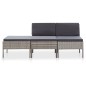 3-tlg. Garten-Lounge-Set mit Auflagen Poly Rattan Grau 3-tlg. Garten-Lounge-Set mit Auflagen Poly Rattan Grau