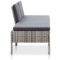 3-tlg. Garten-Lounge-Set mit Auflagen Poly Rattan Grau 3-tlg. Garten-Lounge-Set mit Auflagen Poly Rattan Grau