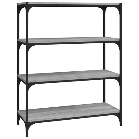 vidaXL Bücherregal Grau Sonoma 80x33x100 cm Holzwerkstoff und Stahl