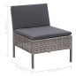 3-tlg. Garten-Lounge-Set mit Auflagen Poly Rattan Grau 3-tlg. Garten-Lounge-Set mit Auflagen Poly Rattan Grau