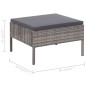 3-tlg. Garten-Lounge-Set mit Auflagen Poly Rattan Grau 3-tlg. Garten-Lounge-Set mit Auflagen Poly Rattan Grau