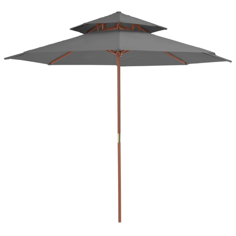 vidaXL Sonnenschirm mit Doppeldach und Holzstange 270 cm Anthrazit vidaXL Sonnenschirm mit Doppeldach und Holzstange 270 cm Anthrazit