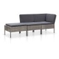3-tlg. Garten-Lounge-Set mit Auflagen Poly Rattan Grau 3-tlg. Garten-Lounge-Set mit Auflagen Poly Rattan Grau